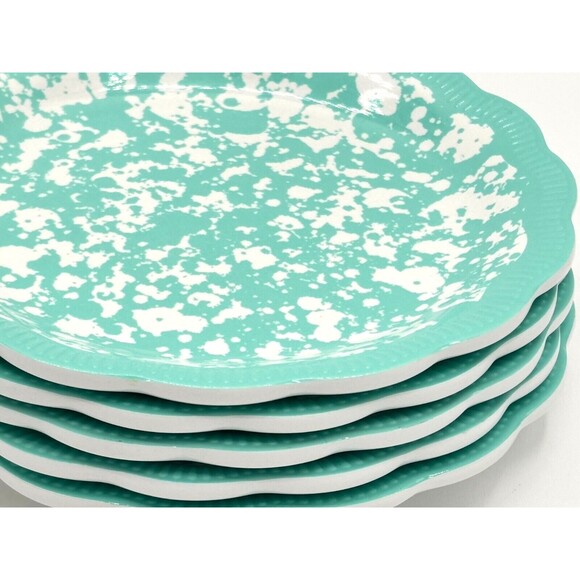 Pioneer Woman Set of 5 100% Melamine Appetizer Plates Country Splatter Teal NWT - Picture 11 of 12